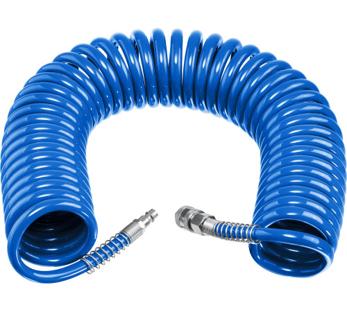 ЗУБР 15 м, 8 х 12 мм, 15 бар, воздушный спиральный шланг с фитингами рапид, Профессионал (6472-15) купить  в Сочи