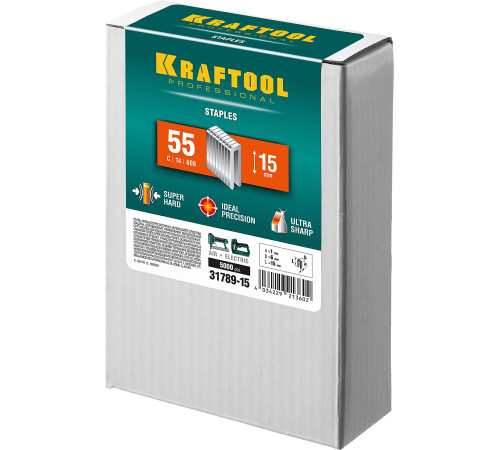 KRAFTOOL тип 18GA (55/90/C) 15 мм, 5000 шт, скобы для степлера (31789-15) купить  в Сочи