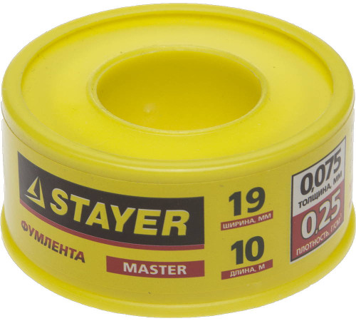 STAYER 0.075 мм х 19 мм х 10 м, 0.25 г/см3, ФУМ лента (12360-19-025) купить в Сочи STAYER 0.075 мм х 19 мм х 10 м, 0.25 г/см3, ФУМ лента (12360-19-025) купить в Сочи