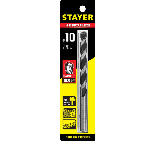 STAYER Hercules, 10 x 120 мм, cверло по бетону, Professional (2915-120-10) купить в Сочи STAYER Hercules, 10 x 120 мм, cверло по бетону, Professional (2915-120-10) купить в Сочи