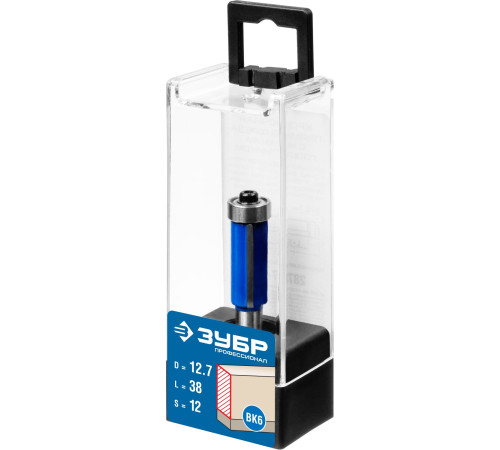 ЗУБР 12.7 x 38 мм, хвостовик 12 мм, фреза кромочная с нижним подшипником, Профессионал (28727-12.7-38) купить  в Сочи