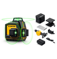 STAYER SL-3D #2, 50м, точн. +/-0,5 мм/м, зеленый лазерный нивелир, микролифт, держатель (34963-2)