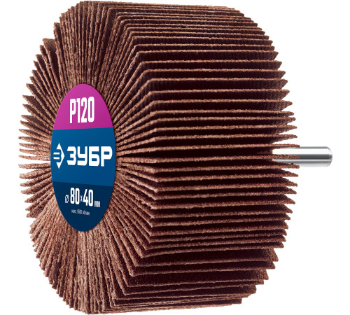 ЗУБР d 80 x 40 мм, P120, на шпильке d 6 мм, круг шлифовальный лепестковый, Профессионал (36604-120) купить  в Сочи