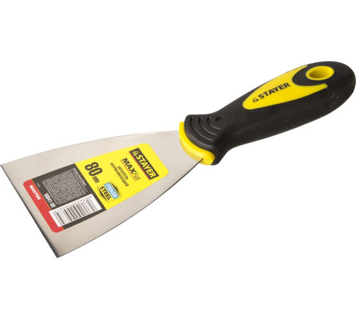 STAYER MAXFlat, 80 мм, профилированное полотно, двухкомпонентная ручка, нержавеющий, шпатель (10041-08) купить  в Сочи