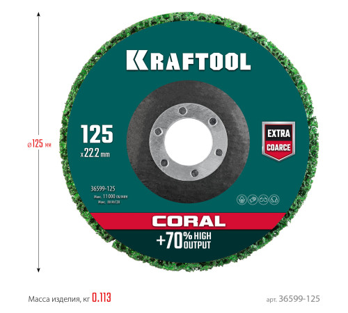 KRAFTOOL 125 х 22.2 мм, круг полимерно-шлифовальный синтетический абразивный (36599-125) купить в Сочи KRAFTOOL 125 х 22.2 мм, круг полимерно-шлифовальный синтетический абразивный (36599-125) купить в Сочи