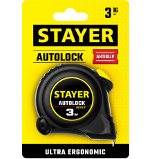 STAYER AutoLock, 3 м х 16 мм, рулетка с автостопом (2-34126-03-16)