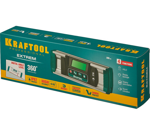 KRAFTOOL EXTREM, 0 - 360°, точность 0.05°, HOLD, IP67, электронный уровень-уклономер (34686) купить в Сочи KRAFTOOL EXTREM, 0 - 360°, точность 0.05°, HOLD, IP67, электронный уровень-уклономер (34686) купить в Сочи