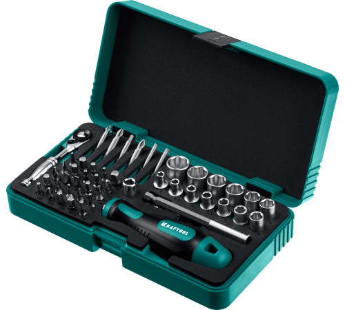 KRAFTOOL X-Drive-49, 49 шт, набор бит и головок с битодержателем и трещоткой (25816) купить  в Сочи