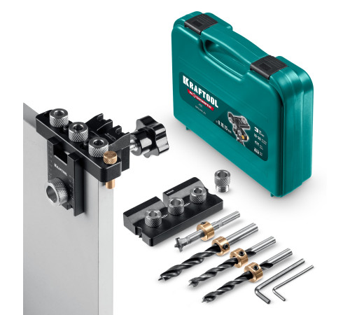 KRAFTOOL Woodsniper 101, ″3-в-1″ кондуктор для эксцентриковых стяжек и шкантов (30072) купить  в Сочи