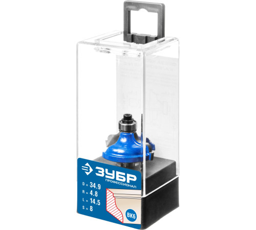 ЗУБР 34.9 x 15 мм, радиус 4.8 мм, фреза кромочная калевочная №5, Профессионал (28706-34.9) купить  в Сочи