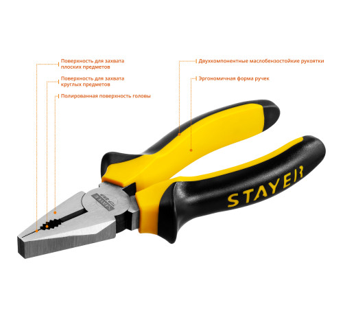 STAYER TOPGrip, 160 мм, комбинированные плоскогубцы (2205-1-16) купить  в Сочи