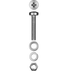 ЗУБР DIN 7985, M5 х 30 мм, цинк, 12 шт, винт с гайкой и шайбами (303476-05-030)