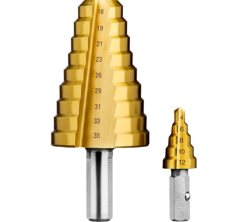 ЗУБР 4-35 мм, 15 ступеней, покрытие NiT, сверло ступенчатое составное (29673-4-35) купить  в Сочи