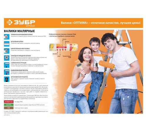 ЗУБР ОПТИМА-ВЕЛЮР, 40 х 240 мм, бюгель 6 мм, ворс 4 мм, полиэстер, для лаков и эмалей, малярный ролик (02547-24) купить  в Сочи