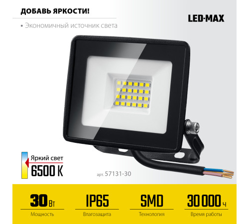 STAYER LED-MAX, 30 Вт, 6500K, IP 65, светодиодный прожектор (57131-30) купить в Сочи STAYER LED-MAX, 30 Вт, 6500K, IP 65, светодиодный прожектор (57131-30) купить в Сочи
