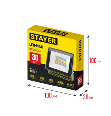 STAYER LED-MAX, 30 Вт, 6500K, IP 65, светодиодный прожектор (57131-30)