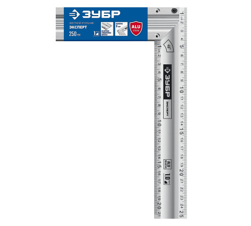 ЗУБР ЭКСПЕРТ 250 мм, жесткий столярный угольник, Профессионал (34392-25) купить  в Сочи