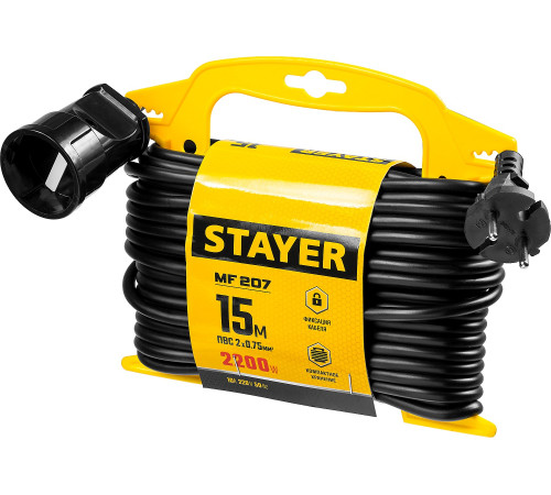 Удлинитель на рамке ″MF 207″, 15 м, 2200 Вт, 1 гнездо, ПВС 2х0,75 мм2, STAYER купить  в Сочи