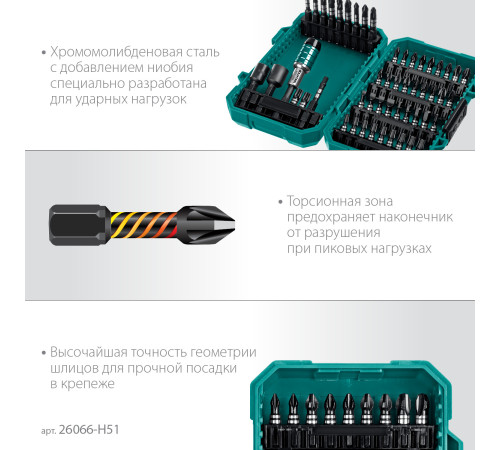 KRAFTOOL Impact-51, 51 шт, набор ударных бит (26066-H51) купить  в Сочи