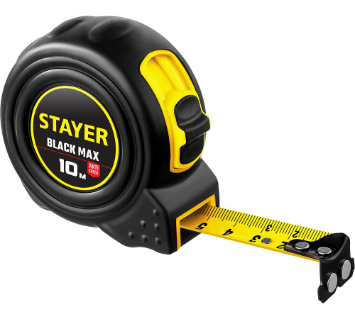 STAYER BlackMax, 10 м х 25 мм, рулетка с двумя фиксаторами, Professional (3410-010) купить в Сочи STAYER BlackMax, 10 м х 25 мм, рулетка с двумя фиксаторами, Professional (3410-010) купить в Сочи