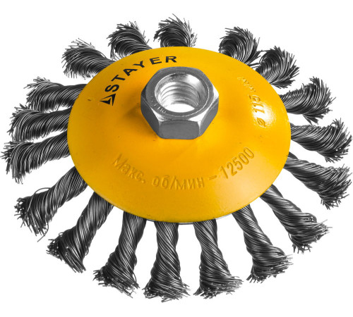 STAYER 115 мм, жгутированная стальная проволока 0.5 мм, коническая щетка-крацовка для УШМ, Professional (35135-115) купить  в Сочи