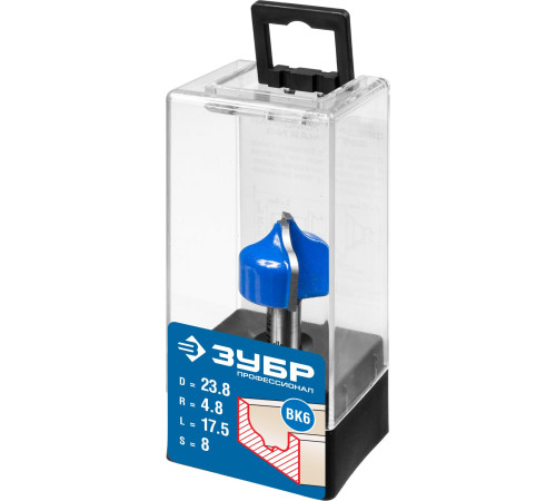 ЗУБР 23.8 x 16 мм, радиус 4.8 мм, фреза пазовая фасонная №2, Профессионал (28741-23.8) купить  в Сочи