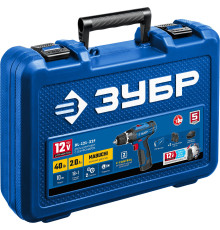 ЗУБР 12 В, 40 Н·м, 2 АКБ тип Т7 (2 А·ч), дрель-шуруповерт + LED фонарь, кейс, Профессионал (DL-121-22F)