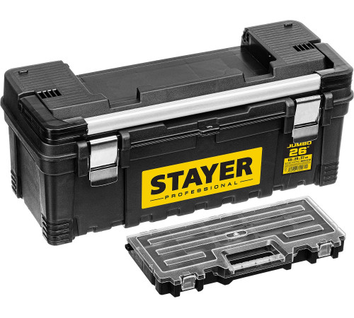 STAYER JUMBO-26, 650 x 280 x 270 мм, (26″), пластиковый ящик для инструментов, Professional (38003-26) купить в Сочи STAYER JUMBO-26, 650 x 280 x 270 мм, (26″), пластиковый ящик для инструментов, Professional (38003-26) купить в Сочи