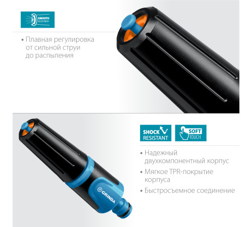 GRINDA Z-R, плавная регулировка, двухкомпонентный, поливочный наконечник, PROLine (429177) купить  в Сочи