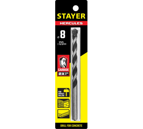 STAYER Hercules, 8 x 120 мм, cверло по бетону, Professional (2915-120-08) купить в Сочи STAYER Hercules, 8 x 120 мм, cверло по бетону, Professional (2915-120-08) купить в Сочи