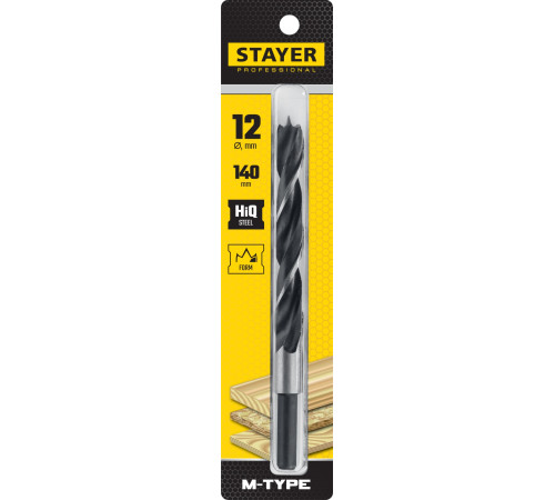 STAYER M-type, 12.0 x 140/85 мм, М-образная заточка, спиральное сверло по дереву (2942-140-12) купить в Сочи STAYER M-type, 12.0 x 140/85 мм, М-образная заточка, спиральное сверло по дереву (2942-140-12) купить в Сочи