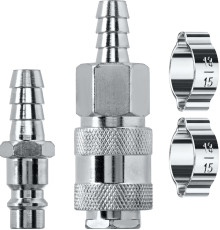 KRAFTOOL (штуцер ″елочка″, 10 мм - рапид муфта) + (рапид штуцер-штуцер ″елочка″, 10 мм) + (обжимные хомуты 2 шт), набор (06599-10-H)