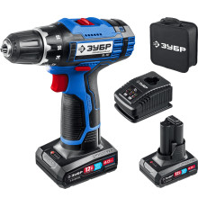 ЗУБР 12 В, 40 Н·м, 2 АКБ тип Т7 (4 А·ч), дрель-шуруповерт, сумка, Профессионал (DL-121-42)