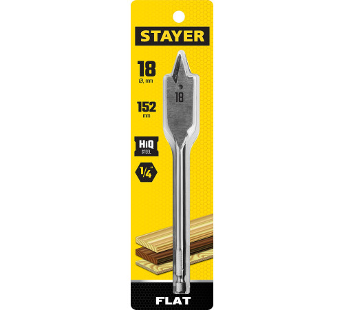 STAYER Flat, 18 x 152 мм, перовое, cверло по дереву (2950-18) купить в Сочи STAYER Flat, 18 x 152 мм, перовое, cверло по дереву (2950-18) купить в Сочи