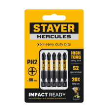 STAYER HERCULES, PH2, 50 мм, 5 шт, торсионные биты (26231-2-50-5)