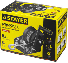 STAYER MAXPull, 0.7 т, 8 м, ручная барабанная тросовая лебедка (43112-0.7)