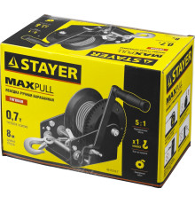 STAYER MAXPull, 0.7 т, 8 м, ручная барабанная тросовая лебедка (43112-0.7)