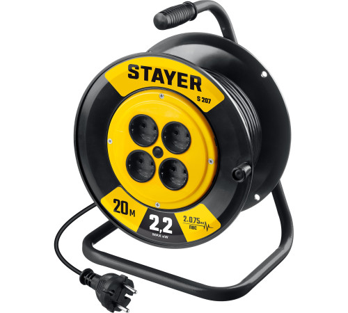 STAYER S-207, ПВС, 2 х 0.75 мм2, 20 м, 2200 Вт, удлинитель на катушке (55073-20) купить в Сочи STAYER S-207, ПВС, 2 х 0.75 мм2, 20 м, 2200 Вт, удлинитель на катушке (55073-20) купить в Сочи