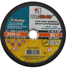 ЛУГА 180 x 1.6 x 22.2 мм, для УШМ, круг отрезной по металлу (3612-180-1.6)