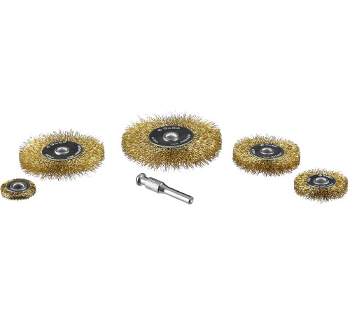 ЗУБР 5 шт, 25/40/55/63/78 мм, витая латунированная, стальная проволока, набор дисковых щеток-крацовок для дрели, Профессионал (3521-H5) купить  в Сочи
