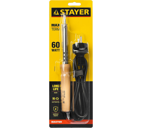 STAYER MAXTerm, 60 Вт, клин, электропаяльник с деревянной рукояткой (55310-60) купить в Сочи STAYER MAXTerm, 60 Вт, клин, электропаяльник с деревянной рукояткой (55310-60) купить в Сочи