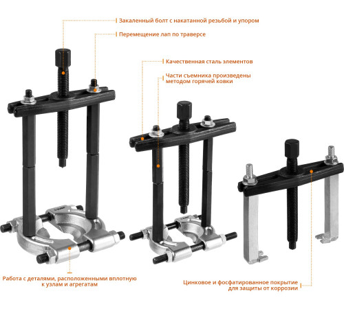 ЗУБР набор сепараторных съемников в кейсе, Профессионал (43307-H12) купить  в Сочи