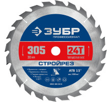 ЗУБР Стройрез, 305 х 30 мм, 24Т, пильный диск по строительной древесине, Профессионал (36931-305-30-24)