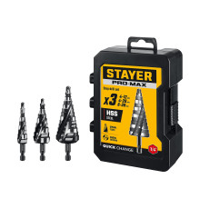 STAYER Pro-Max 3 шт, 4-30мм, винтовая спираль, набор сверл ступенчатых (29661-4-30-H3)