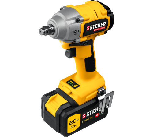 STEHER V1, 20 В, 300 Н·м, 1 АКБ (4 А·ч), бесщеточный гайковерт, кейс (CWB-300-1) купить в Сочи STEHER V1, 20 В, 300 Н·м, 1 АКБ (4 А·ч), бесщеточный гайковерт, кейс (CWB-300-1) купить в Сочи