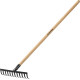 GRINDA GT-12 WOOD, 310 х 80 х 1300 мм, 12 прямых зубцов, углерод. сталь, антикор. покрытие, черенок дерев. высш. сорт, садовые грабли (39583-12) купить в Сочи