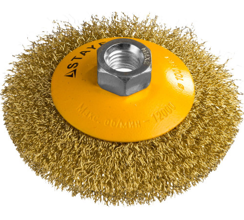 STAYER 100 мм, витая стальная латунированная проволока 0.3 мм, коническая щетка-крацовка для УШМ, Professional (35133-100) купить  в Сочи