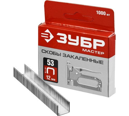 ЗУБР тип 53 (A/10/JT21) 12 мм, 1000 шт, калибр 23GA, скобы для степлера (31625-12) купить  в Сочи