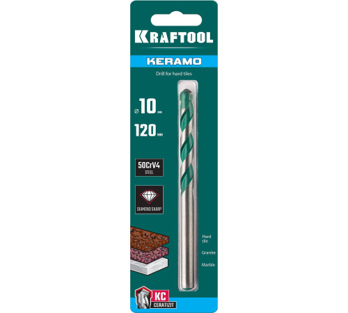 KRAFTOOL Keramo, 10 х 120 мм, тв.сплав КС, сверло по керамограниту (29175-120-10) купить в Сочи KRAFTOOL Keramo, 10 х 120 мм, тв.сплав КС, сверло по керамограниту (29175-120-10) купить в Сочи