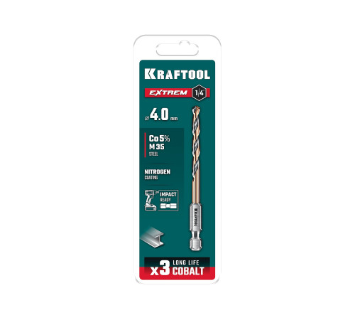 KRAFTOOL НЕХ-1/4″, d 4.0 х 83 мм, сверло по металлу для винтовёртов и шуруповертов IMPACT READY (29652-4) купить в Сочи KRAFTOOL НЕХ-1/4″, d 4.0 х 83 мм, сверло по металлу для винтовёртов и шуруповертов IMPACT READY (29652-4) купить в Сочи